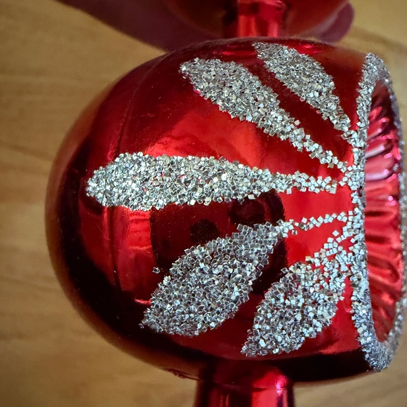 Vintage Christmas Tree Topper Unbreakable Made in Italy Red Silver Glitter - Picture 10 of 14